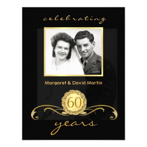 60th Anniversary Party Invitations Vintage Accents (front side)