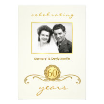 60th Anniversary Party Invitations Vintage Accents