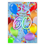 60th Birthday - Balloon Birthday Card - Happy Birt