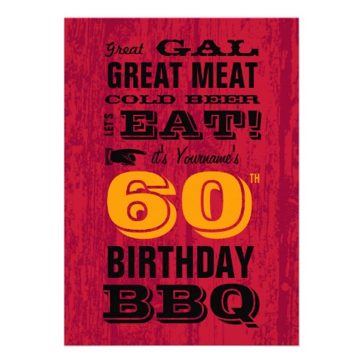 60th Birthday BBQ Grill Out Personalized Announcement