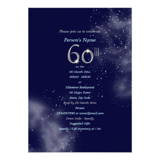60th birthday blue beach theme custom invitations