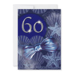 60th birthday blue beach theme custom invitations