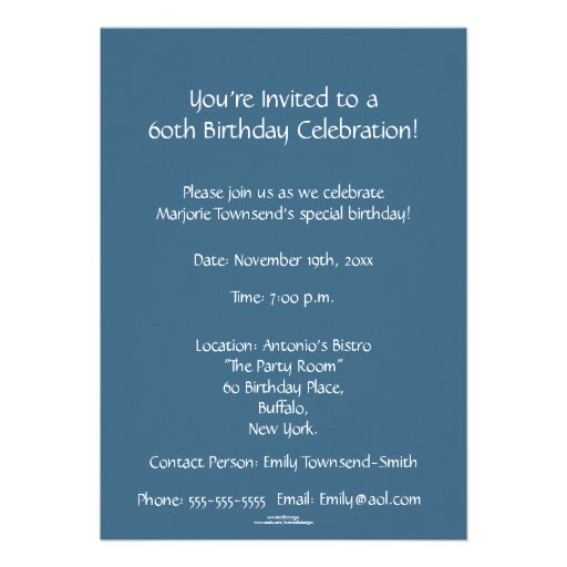 60th Birthday Celebration-Ocean/Female Personalized Invitation