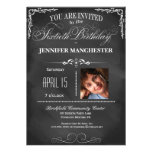 60th Birthday Chalkboard Typography Party Invite invitations