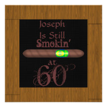 60TH  Birthday CIGAR  Invitations WOOD Look FRAME