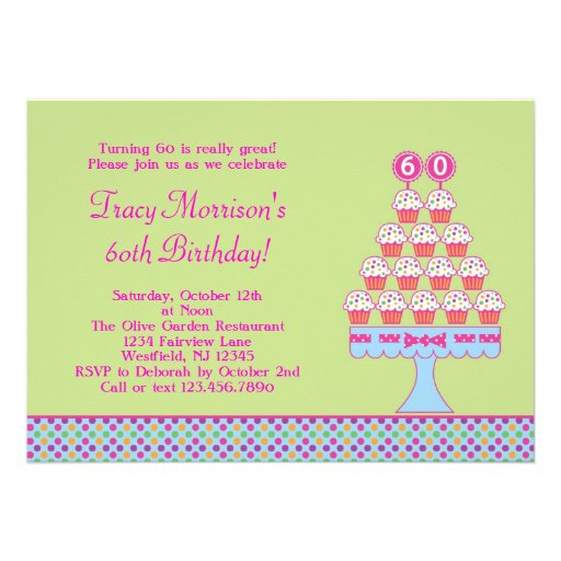 60th Birthday Cupcakes Invitation