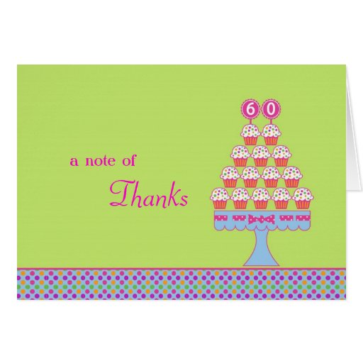 60th Birthday Cupcakes Thank You Card | Zazzle