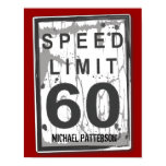 60th Birthday Funny Grungy Speed Limit Sign Poster