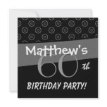 60th Birthday Gray and Black Pattern Custom Invitations