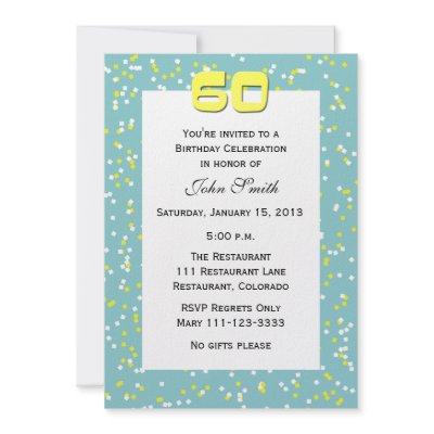 60th Birthday Invitation -- Confetti by henishouseofpaper