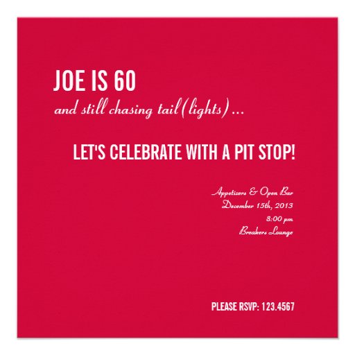 60th Birthday Invitations - Classic Hot Rod
