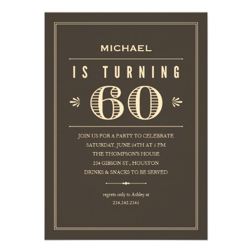60th Birthday Invitations for Men (front side)