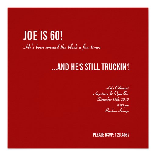 60th Birthday Invitations Truck Lover All Rev'd Up