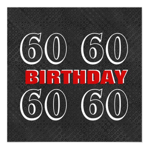 60th Birthday Modern Red Silver Black C946 Custom Invite