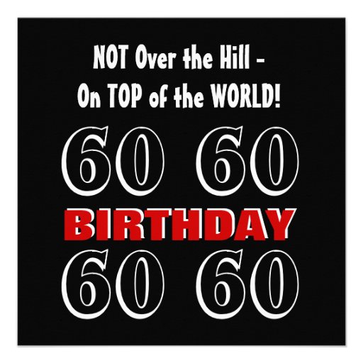 60th Birthday Modern Red Silver Black Funny W1471 Invitations