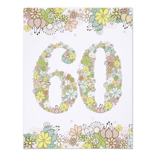 60th Birthday Natural Blooms Ladies Photo Invite