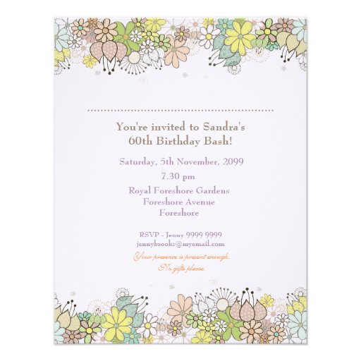 60th Birthday Natural Blooms Ladies Photo Invite