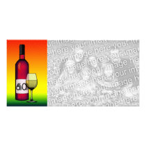60th birthday or anniversary : wine bottle & glass photo cards