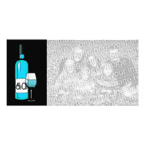 60th birthday or anniversary : wine bottle & glass personalized photo card