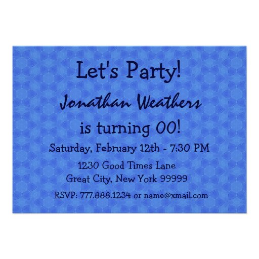 60th Birthday Party Blue Pattern Midnight and Navy Announcements