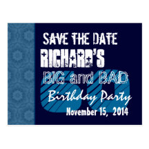 60th Birthday Party Blue Pattern Midnight and Navy Post Cards