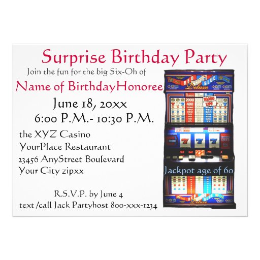 60th Birthday Party Casino Slot Machine Custom Announcements