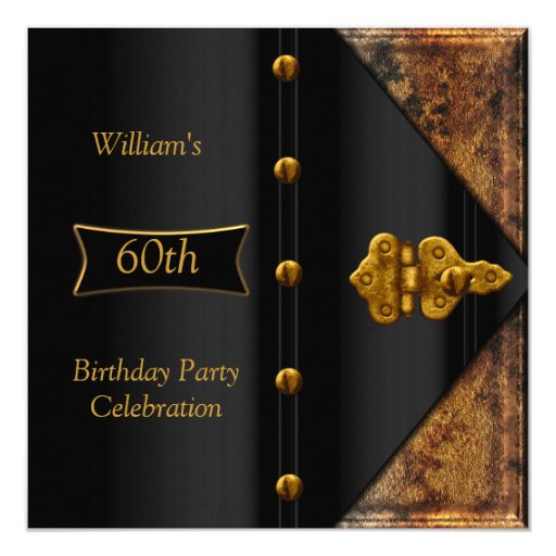 60th Birthday Party Elegant Mens Rusty Gold Black ...