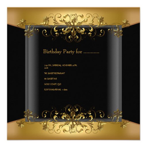 60th Birthday Party Gold Black 60 Invite