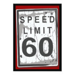 60th Birthday Party Grungy Speed Limit Sign Custom Invite