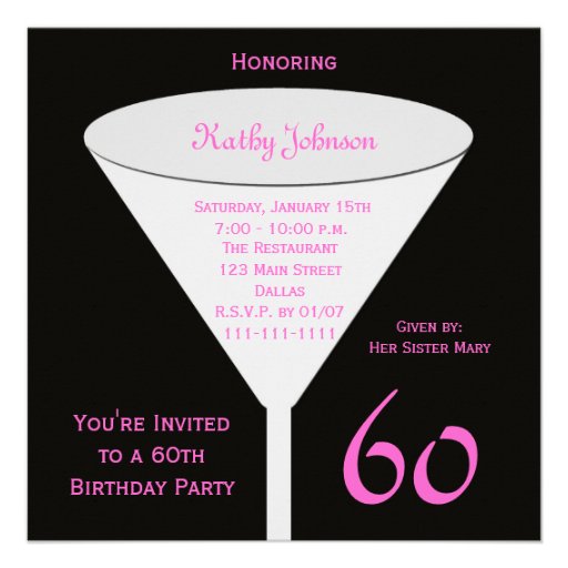 60th Birthday Party Invitation -- 60th Toast