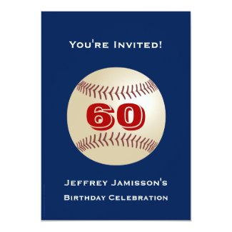 60th Birthday Party Invitation Baseball