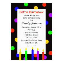 60th Birthday Party Invitation -- Candles and Dots