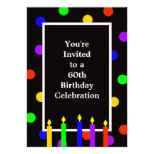 60th Birthday Party Invitation -- Colorful Candles