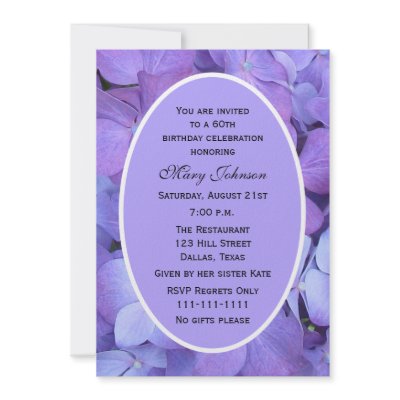 60th Birthday Party Invitation -- Hydrangea by henishouseofpaper