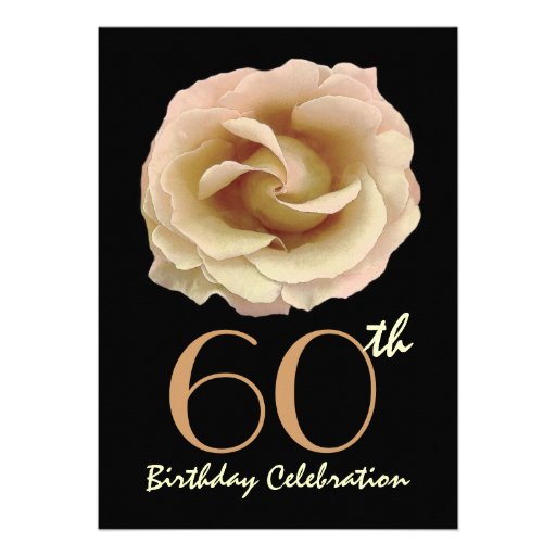60th Birthday Party Invitation Large Gold Rose (front side)
