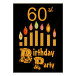 60th Birthday Party Invitation - Metallic GOLD