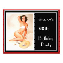 60th Birthday Party Invitation Red Black Pin-up 2