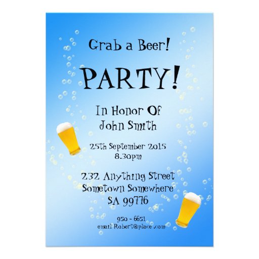 60th birthday party invitation with beer