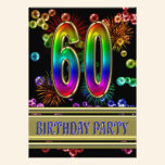 60th Birthday party Invitation with bubbles invitations
