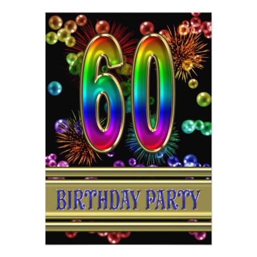 60th Birthday party Invitation with bubbles