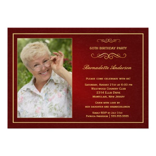 60th Birthday Party Invitations - Add your photo (front side)