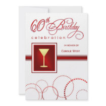 60th Birthday Party Invitations - Custom Maroon