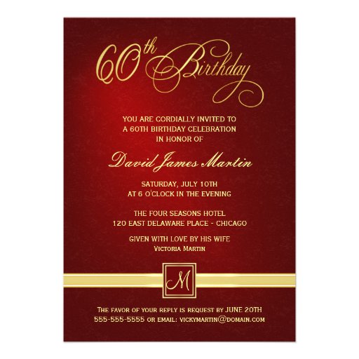 60th Birthday Party Invitations - Festive Red