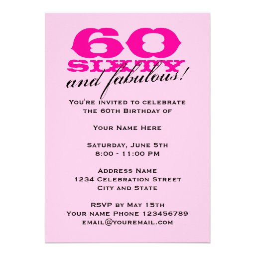 60th Birthday Party invitations for women