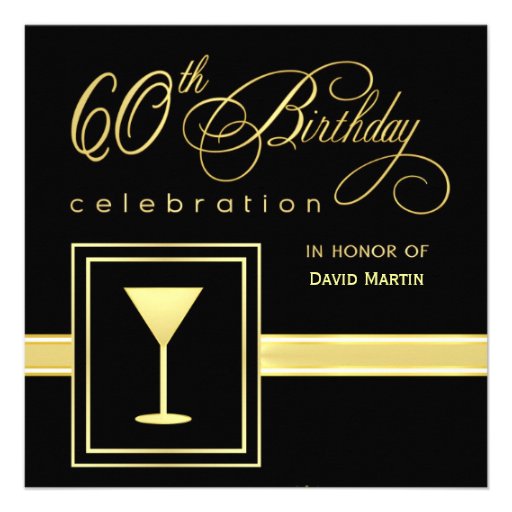 60th Birthday Party Invitations - Formal Square