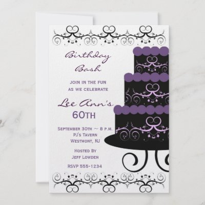 60th Birthday Party Invitations on 60th Birthday Party Invitations In Purple Swirl From Zazzle Com