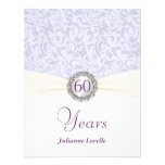60th Birthday Party Invitations Lavender Damask