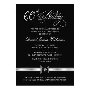 60th Birthday Party Invitations - with Monogram
