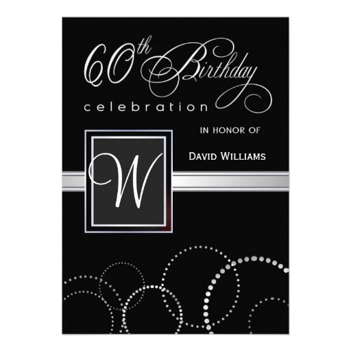 60th Birthday Party Invitations - with Monogram (front side)