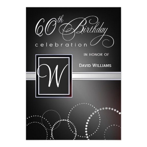 60th Birthday Party Invitations - with Monogram